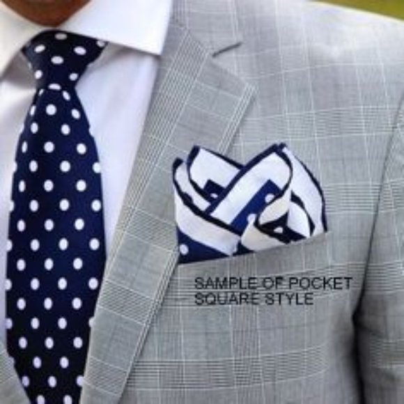 Navy, blue & gray silky pocket square or scarf - Picture 6 of 7